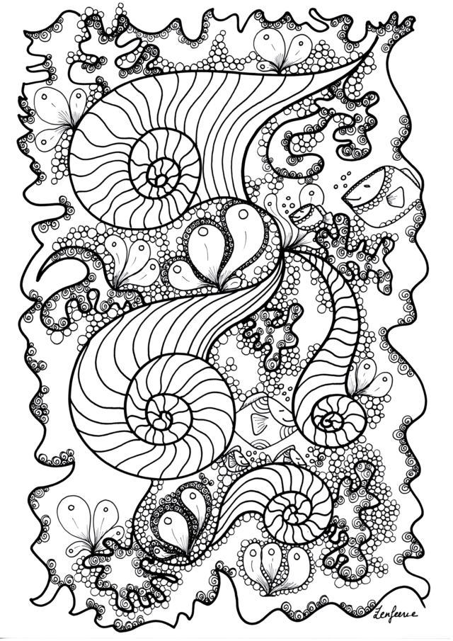 Coloriage Adulte Poisson Par Zenfeerie - Adulte à imprimer